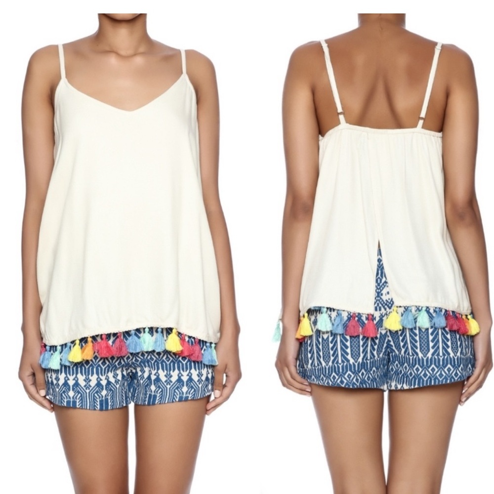 Judith March Romper with Colorful Tassels Size Large
